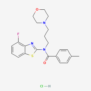 molecular formula C22H25ClFN3O2S B2689748 N-(4-fluorobenzo[d]thiazol-2-yl)-4-methyl-N-(3-morpholinopropyl)benzamide hydrochloride CAS No. 1217000-94-6