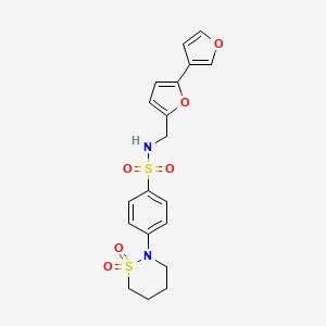 molecular formula C19H20N2O6S2 B2689752 N-([2,3'-bifuran]-5-ylmethyl)-4-(1,1-dioxido-1,2-thiazinan-2-yl)benzenesulfonamide CAS No. 2034442-51-6