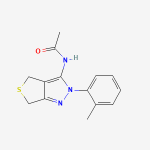 molecular formula C14H15N3OS B2689763 N-[2-(2-methylphenyl)-4,6-dihydrothieno[3,4-c]pyrazol-3-yl]acetamide CAS No. 396723-14-1