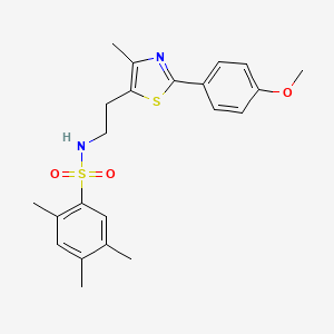 molecular formula C22H26N2O3S2 B2689769 N-{2-[2-(4-methoxyphenyl)-4-methyl-1,3-thiazol-5-yl]ethyl}-2,4,5-trimethylbenzene-1-sulfonamide CAS No. 873010-10-7