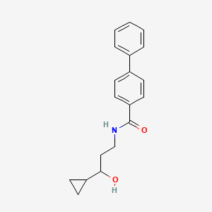 molecular formula C19H21NO2 B2689788 N-(3-cyclopropyl-3-hydroxypropyl)-[1,1'-biphenyl]-4-carboxamide CAS No. 1396876-43-9