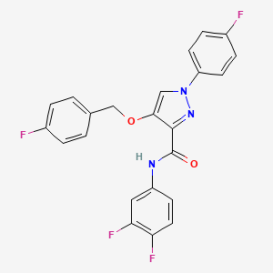 molecular formula C23H15F4N3O2 B2689805 N-(3,4-difluorophenyl)-1-(4-fluorophenyl)-4-[(4-fluorophenyl)methoxy]-1H-pyrazole-3-carboxamide CAS No. 1209960-98-4