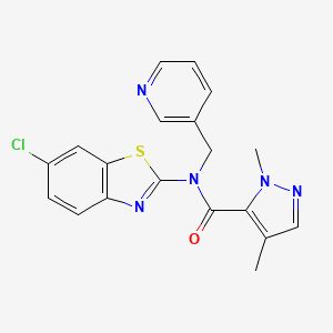 molecular formula C19H16ClN5OS B2689814 N-(6-chloro-1,3-benzothiazol-2-yl)-1,4-dimethyl-N-[(pyridin-3-yl)methyl]-1H-pyrazole-5-carboxamide CAS No. 1211149-73-3