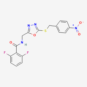 molecular formula C17H12F2N4O4S B2689828 2,6-difluoro-N-((5-((4-nitrobenzyl)thio)-1,3,4-oxadiazol-2-yl)methyl)benzamide CAS No. 921085-81-6