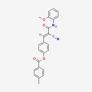 (E)-4-(2-cyano-3-((2-methoxyphenyl)amino)-3-oxoprop-1-en-1-yl)phenyl 4-methylbenzoate