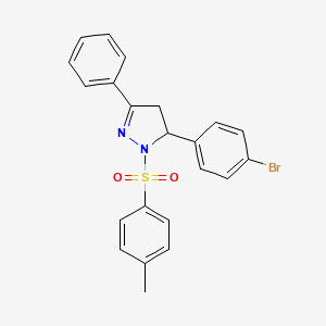 molecular formula C22H19BrN2O2S B2689835 5-(4-bromophenyl)-3-phenyl-1-tosyl-4,5-dihydro-1H-pyrazole CAS No. 361170-77-6