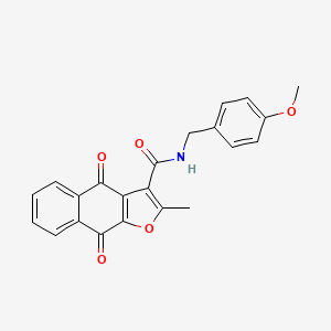 molecular formula C22H17NO5 B2689841 N-[(4-methoxyphenyl)methyl]-2-methyl-4,9-dioxo-4H,9H-naphtho[2,3-b]furan-3-carboxamide CAS No. 867135-76-0