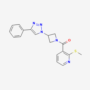 molecular formula C18H17N5OS B2689846 (2-(methylthio)pyridin-3-yl)(3-(4-phenyl-1H-1,2,3-triazol-1-yl)azetidin-1-yl)methanone CAS No. 2034523-47-0