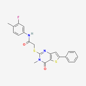 N-(3-fluoro-4-methylphenyl)-2-((3-methyl-4-oxo-6-phenyl-3,4-dihydrothieno[3,2-d]pyrimidin-2-yl)thio)acetamide