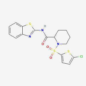 molecular formula C17H16ClN3O3S3 B2689866 N-(benzo[d]thiazol-2-yl)-1-((5-chlorothiophen-2-yl)sulfonyl)piperidine-2-carboxamide CAS No. 1101786-27-9