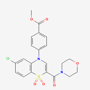 molecular formula C21H19ClN2O6S B2689867 methyl 4-[6-chloro-2-(morpholine-4-carbonyl)-1,1-dioxo-4H-1lambda6,4-benzothiazin-4-yl]benzoate CAS No. 1251648-22-2