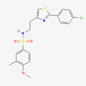 molecular formula C19H19ClN2O3S2 B2689877 N-{2-[2-(4-chlorophenyl)-1,3-thiazol-4-yl]ethyl}-4-methoxy-3-methylbenzene-1-sulfonamide CAS No. 932987-60-5
