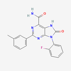 molecular formula C19H14FN5O2 B2689903 9-(2-fluorophenyl)-2-(3-methylphenyl)-8-oxo-8,9-dihydro-7H-purine-6-carboxamide CAS No. 898441-88-8
