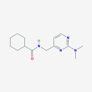 molecular formula C14H22N4O B2689949 N-((2-(dimethylamino)pyrimidin-4-yl)methyl)cyclohexanecarboxamide CAS No. 1797721-78-8