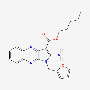 molecular formula C21H22N4O3 B2689977 pentyl 2-amino-1-(furan-2-ylmethyl)-1H-pyrrolo[2,3-b]quinoxaline-3-carboxylate CAS No. 847046-12-2