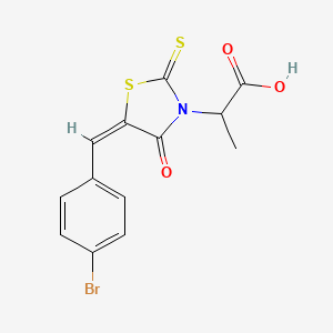 molecular formula C13H10BrNO3S2 B2689978 (E)-2-(5-(4-bromobenzylidene)-4-oxo-2-thioxothiazolidin-3-yl)propanoic acid CAS No. 342594-68-7