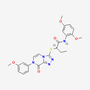 molecular formula C24H25N5O5S B2690000 N-(2,5-dimethoxyphenyl)-2-{[7-(3-methoxyphenyl)-8-oxo-7H,8H-[1,2,4]triazolo[4,3-a]pyrazin-3-yl]sulfanyl}butanamide CAS No. 1223860-63-6
