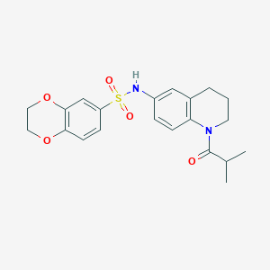 molecular formula C21H24N2O5S B2690006 N-[1-(2-methylpropanoyl)-1,2,3,4-tetrahydroquinolin-6-yl]-2,3-dihydro-1,4-benzodioxine-6-sulfonamide CAS No. 1005293-37-7