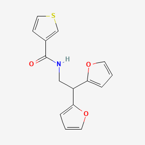 molecular formula C15H13NO3S B2690022 N-[2,2-bis(furan-2-yl)ethyl]thiophene-3-carboxamide CAS No. 2097893-66-6