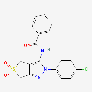 molecular formula C18H14ClN3O3S B2690023 N-[2-(4-chlorophenyl)-5,5-dioxo-2H,4H,6H-5lambda6-thieno[3,4-c]pyrazol-3-yl]benzamide CAS No. 681266-65-9
