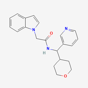molecular formula C21H23N3O2 B2690033 2-(1H-indol-1-yl)-N-[(oxan-4-yl)(pyridin-3-yl)methyl]acetamide CAS No. 2034406-67-0