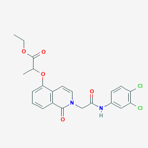 molecular formula C22H20Cl2N2O5 B2690034 ethyl 2-[(2-{[(3,4-dichlorophenyl)carbamoyl]methyl}-1-oxo-1,2-dihydroisoquinolin-5-yl)oxy]propanoate CAS No. 868224-54-8