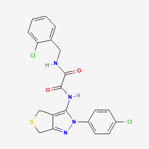 molecular formula C20H16Cl2N4O2S B2690042 N-[2-(4-chlorophenyl)-2H,4H,6H-thieno[3,4-c]pyrazol-3-yl]-N'-[(2-chlorophenyl)methyl]ethanediamide CAS No. 899970-02-6