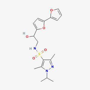 molecular formula C18H23N3O5S B2690055 N-(2-{[2,2'-bifuran]-5-yl}-2-hydroxyethyl)-3,5-dimethyl-1-(propan-2-yl)-1H-pyrazole-4-sulfonamide CAS No. 2320538-08-5