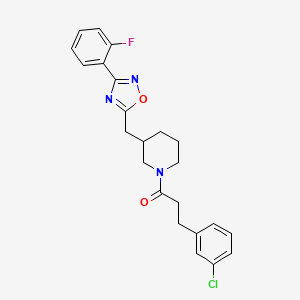 3-(3-Chlorophenyl)-1-(3-((3-(2-fluorophenyl)-1,2,4-oxadiazol-5-yl)methyl)piperidin-1-yl)propan-1-one
