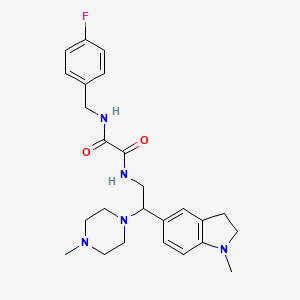 molecular formula C25H32FN5O2 B2690080 N1-(4-fluorobenzyl)-N2-(2-(1-methylindolin-5-yl)-2-(4-methylpiperazin-1-yl)ethyl)oxalamide CAS No. 921924-98-3