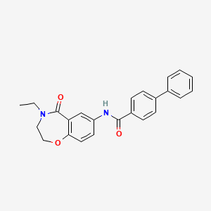 molecular formula C24H22N2O3 B2690094 N-(4-ethyl-5-oxo-2,3,4,5-tetrahydro-1,4-benzoxazepin-7-yl)-[1,1'-biphenyl]-4-carboxamide CAS No. 922055-16-1