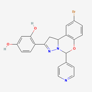 4-(9-bromo-5-(pyridin-4-yl)-5,10b-dihydro-1H-benzo[e]pyrazolo[1,5-c][1,3]oxazin-2-yl)benzene-1,3-diol