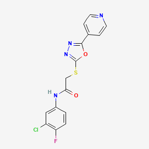 molecular formula C15H10ClFN4O2S B2690099 N-(3-chloro-4-fluorophenyl)-2-{[5-(pyridin-4-yl)-1,3,4-oxadiazol-2-yl]sulfanyl}acetamide CAS No. 905499-55-0