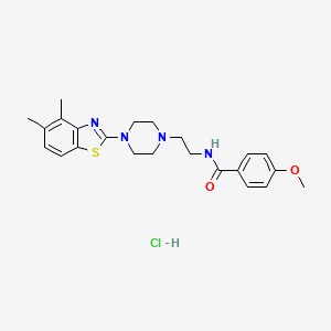 molecular formula C23H29ClN4O2S B2690106 N-(2-(4-(4,5-dimethylbenzo[d]thiazol-2-yl)piperazin-1-yl)ethyl)-4-methoxybenzamide hydrochloride CAS No. 1215334-90-9