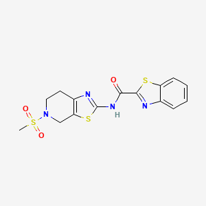 molecular formula C15H14N4O3S3 B2690107 N-(5-(methylsulfonyl)-4,5,6,7-tetrahydrothiazolo[5,4-c]pyridin-2-yl)benzo[d]thiazole-2-carboxamide CAS No. 1421468-47-4