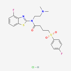 molecular formula C21H24ClF2N3O3S2 B2690116 N-(2-(dimethylamino)ethyl)-N-(4-fluorobenzo[d]thiazol-2-yl)-4-((4-fluorophenyl)sulfonyl)butanamide hydrochloride CAS No. 1215536-54-1