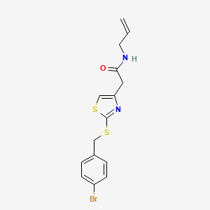 molecular formula C15H15BrN2OS2 B2690118 N-allyl-2-(2-((4-bromobenzyl)thio)thiazol-4-yl)acetamide CAS No. 954014-54-1