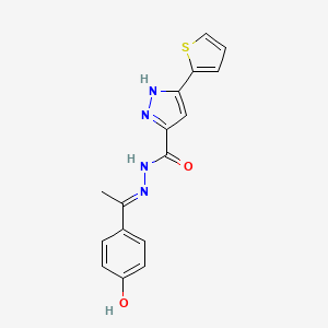 (E)-N'-(1-(4-hydroxyphenyl)ethylidene)-3-(thiophen-2-yl)-1H-pyrazole-5-carbohydrazide