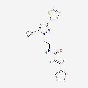 molecular formula C19H19N3O2S B2690121 (E)-N-(2-(5-cyclopropyl-3-(thiophen-2-yl)-1H-pyrazol-1-yl)ethyl)-3-(furan-2-yl)acrylamide CAS No. 1798283-51-8