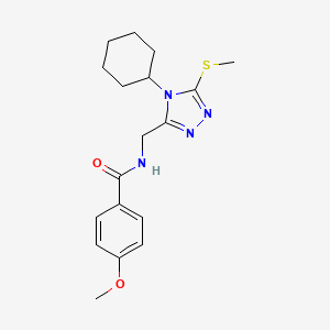 molecular formula C18H24N4O2S B2690128 N-[(4-cyclohexyl-5-methylsulfanyl-1,2,4-triazol-3-yl)methyl]-4-methoxybenzamide CAS No. 476448-29-0