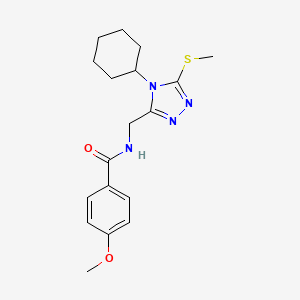 N-((4-cyclohexyl-5-(methylthio)-4H-1,2,4-triazol-3-yl)methyl)-4-methoxybenzamide