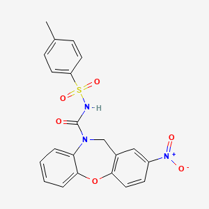molecular formula C21H17N3O6S B2690134 4-methyl-N-{[2-nitrodibenzo[b,f][1,4]oxazepin-10(11H)-yl]carbonyl}benzenesulfonamide CAS No. 866157-22-4