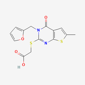 2-[3-(Furan-2-ylmethyl)-6-methyl-4-oxothieno[2,3-d]pyrimidin-2-yl]sulfanylacetic acid