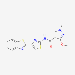 molecular formula C16H13N5O2S2 B2690141 N-(4-(benzo[d]thiazol-2-yl)thiazol-2-yl)-3-methoxy-1-methyl-1H-pyrazole-4-carboxamide CAS No. 1219904-37-6