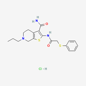 molecular formula C19H24ClN3O2S2 B2690150 2-(2-(Phenylthio)acetamido)-6-propyl-4,5,6,7-tetrahydrothieno[2,3-c]pyridine-3-carboxamide hydrochloride CAS No. 1330299-52-9