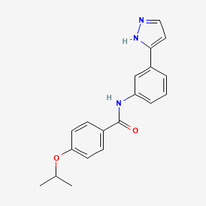molecular formula C19H19N3O2 B2690154 N-(3-(1H-pyrazol-3-yl)phenyl)-4-isopropoxybenzamide CAS No. 1206989-56-1