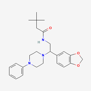 molecular formula C25H33N3O3 B2690162 N-[2-(2H-1,3-benzodioxol-5-yl)-2-(4-phenylpiperazin-1-yl)ethyl]-3,3-dimethylbutanamide CAS No. 896348-12-2