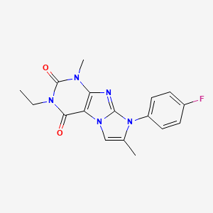 molecular formula C17H16FN5O2 B2690165 3-ethyl-8-(4-fluorophenyl)-1,7-dimethyl-1H-imidazo[2,1-f]purine-2,4(3H,8H)-dione CAS No. 887466-89-9