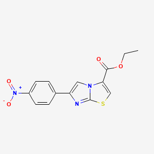 molecular formula C14H11N3O4S B2690169 Ethyl 6-(4-nitrophenyl)imidazo[2,1-B][1,3]thiazole-3-carboxylate CAS No. 752244-21-6