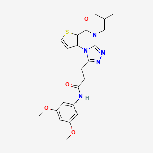 molecular formula C22H25N5O4S B2690171 N-(3,5-dimethoxyphenyl)-3-(4-isobutyl-5-oxo-4,5-dihydrothieno[2,3-e][1,2,4]triazolo[4,3-a]pyrimidin-1-yl)propanamide CAS No. 1189701-67-4